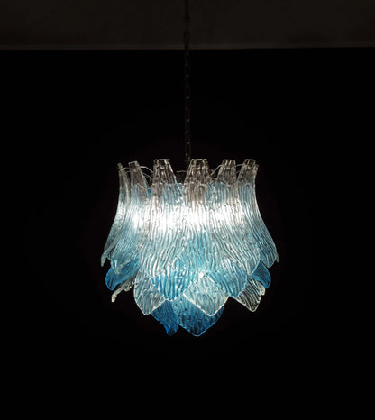 Vintage Murano Transparent Blue Glass Chandelier