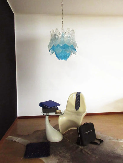 Vintage Murano Transparent Blue Glass Chandelier