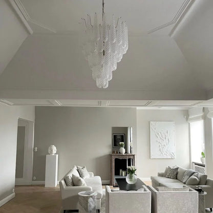 Vintage Transparent Murano Glass Petals Drop Chandelier