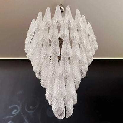 Vintage Transparent Murano Glass Petals Drop Chandelier