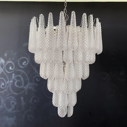 Vintage Transparent Murano Glass Petals Drop Chandelier
