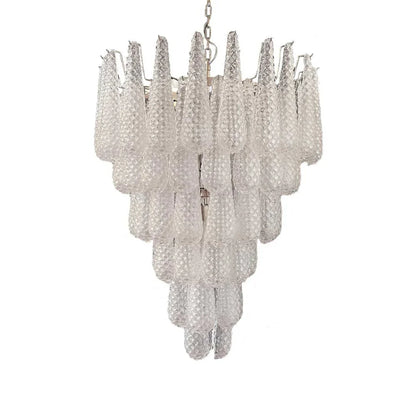 Vintage Transparent Murano Glass Petals Drop Chandelier