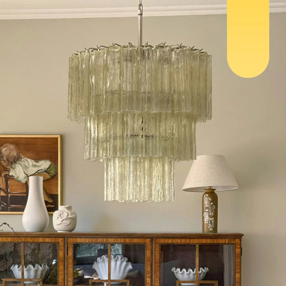 Murano Honey Glass Tube Chandelier