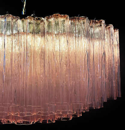 Murano Large Pink Glass Tube Chandelier