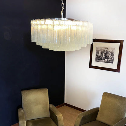 Murano Large Transparent Glass Tube Chandelier