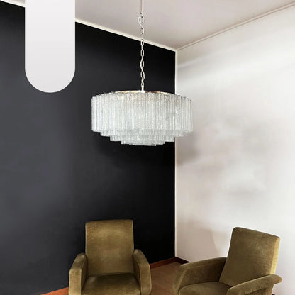 Murano Large Transparent Glass Tube Chandelier