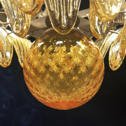 Murano Palmette Amber Chandelier