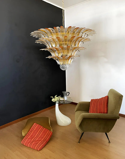 Murano Palmette Amber Trasparent Chandelier