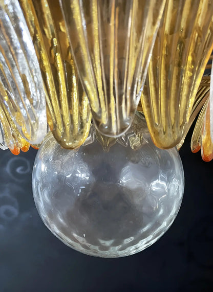 Murano Palmette Amber Trasparent Chandelier