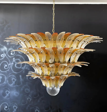 Murano Palmette Amber Trasparent Chandelier
