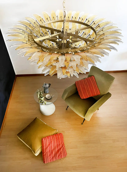 Murano Palmette Amber Trasparent Chandelier