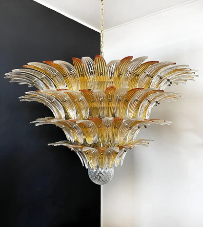 Murano Palmette Amber Trasparent Chandelier