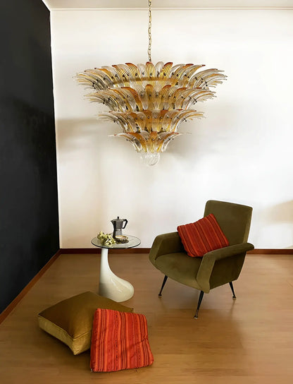 Murano Palmette Amber Trasparent Chandelier
