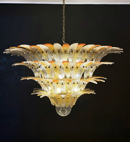 Murano Palmette Amber Trasparent Chandelier