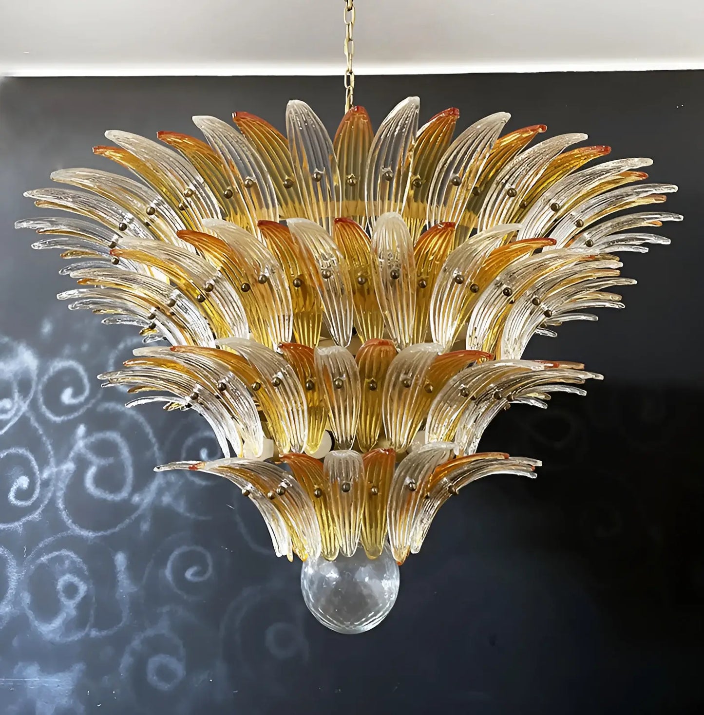 Murano Palmette Amber Trasparent Chandelier