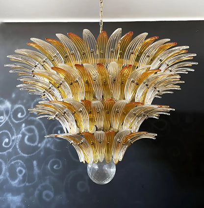 Murano Palmette Amber Trasparent Chandelier
