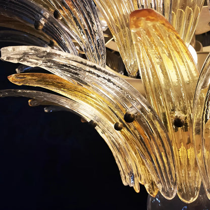 Murano Palmette Amber Trasparent Chandelier