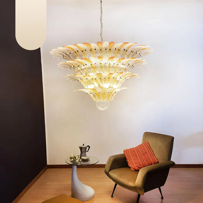Murano Palmette Amber Trasparent Chandelier