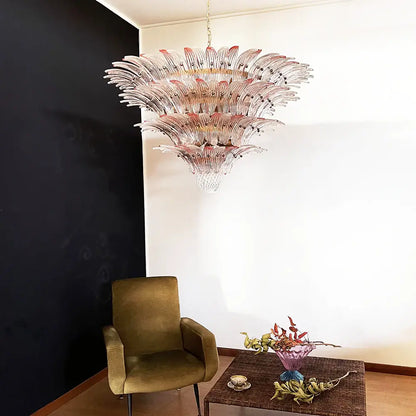 Murano Palmette Pink Trasparent Chandelier
