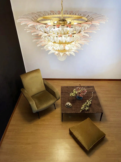 Murano Palmette Pink Trasparent Chandelier