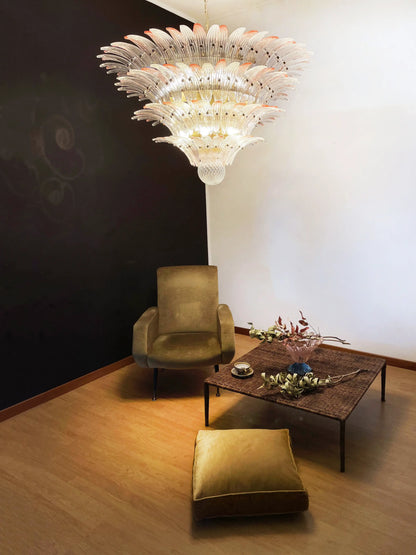 Murano Palmette Pink Trasparent Chandelier