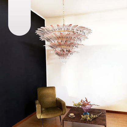 Murano Palmette Pink Trasparent Chandelier