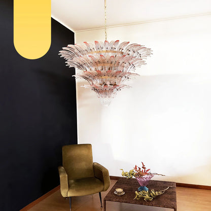 Murano Palmette Pink Trasparent Chandelier