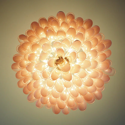 Murano Pink Glass Petal Chandelier