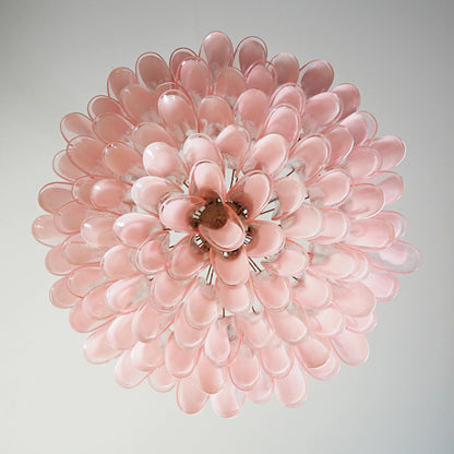 Murano Pink Glass Petal Chandelier