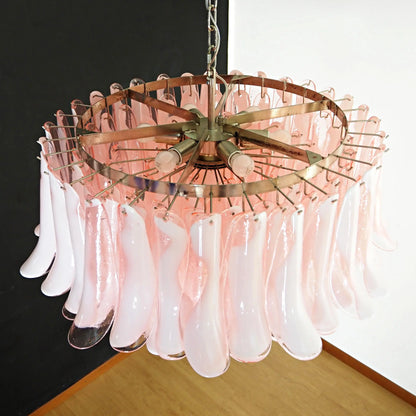 Murano Pink Glass Petal Chandelier
