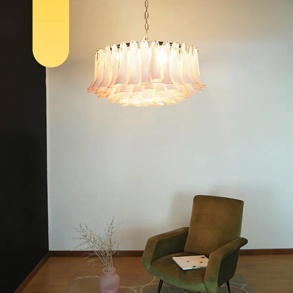Murano Pink Glass Petal Chandelier