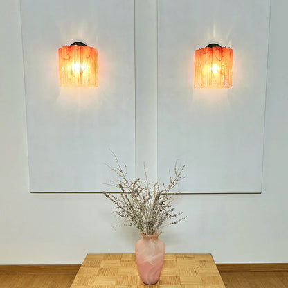 Murano Pink Glass Tube Wall Lamp
