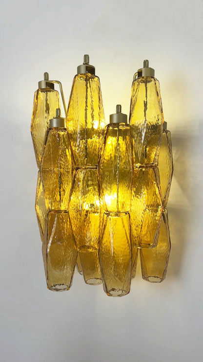Murano Poliedri Amber Glass Wall Sconces