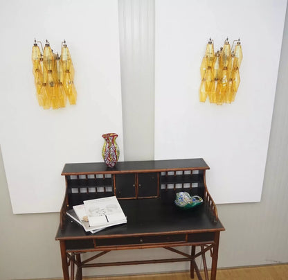 Murano Poliedri Amber Glass Wall Sconces