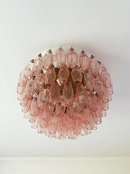 Murano Poliedri Pink Ceiling Light