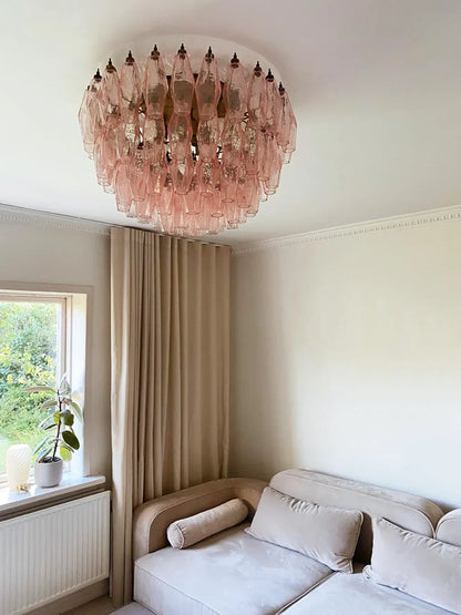 Murano Poliedri Pink Ceiling Light