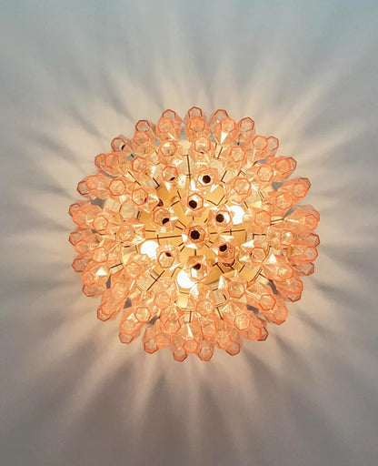 Murano Poliedri Pink Ceiling Light