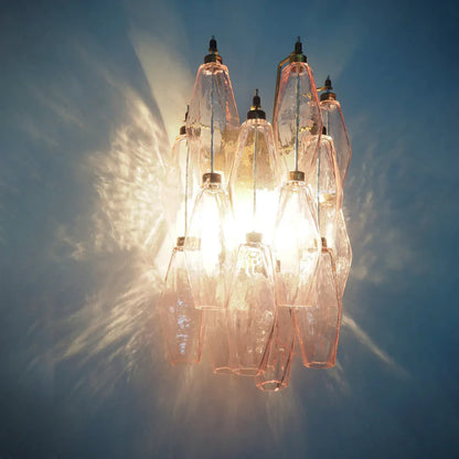 Murano Poliedri Pink Glass Wall Sconces