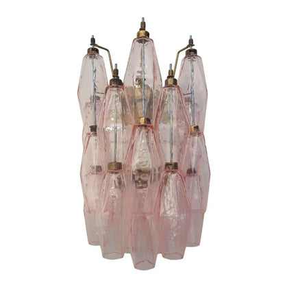 Murano Poliedri Pink Glass Wall Sconces