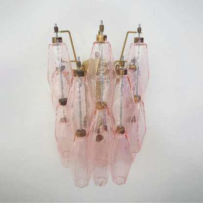 Murano Poliedri Pink Glass Wall Sconces