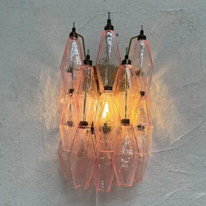 Murano Poliedri Pink Glass Wall Sconces