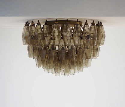 Murano Poliedri Smoked Ceiling Light