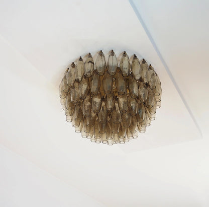 Murano Poliedri Smoked Ceiling Light