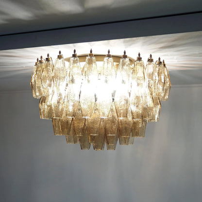 Murano Poliedri Smoked Ceiling Light