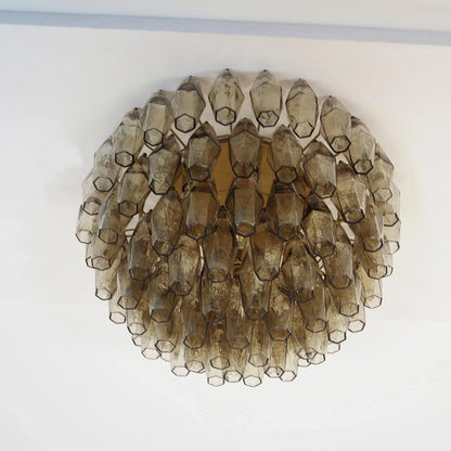 Murano Poliedri Smoked Ceiling Light