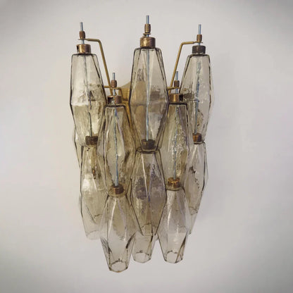 Murano Poliedri Smoked Glass Wall Sconces