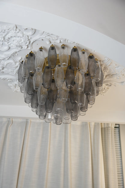 Murano Poliedri Transparent Smoked Ceiling Light