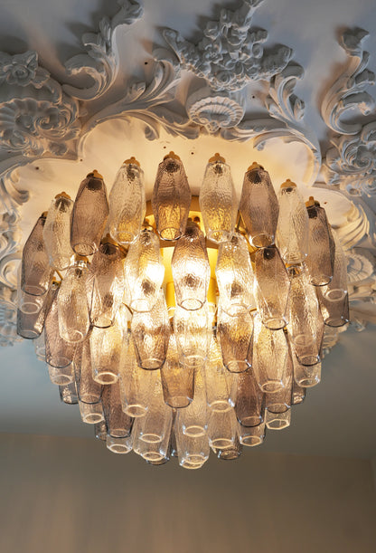 Murano Poliedri Transparent Smoked Ceiling Light
