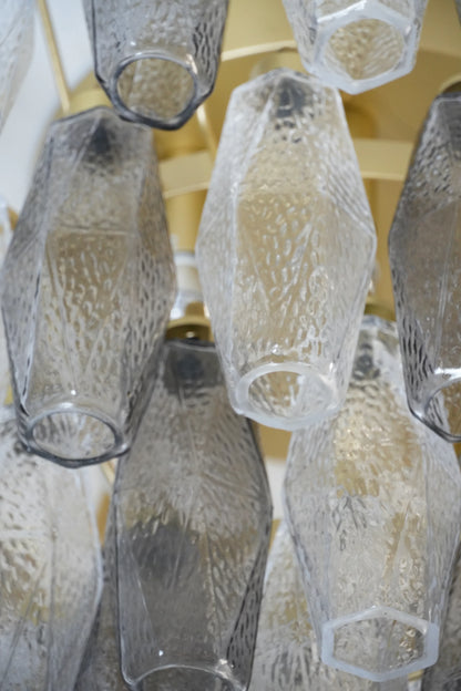 Murano Poliedri Transparent Smoked Ceiling Light