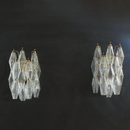 Murano Poliedri Transparent Glass Wall Sconces